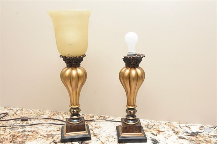 Pair Classical Style Gilt Lamps