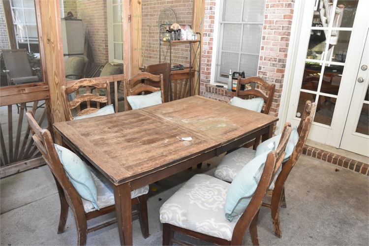 Wooden Dining Table & Six Chairs