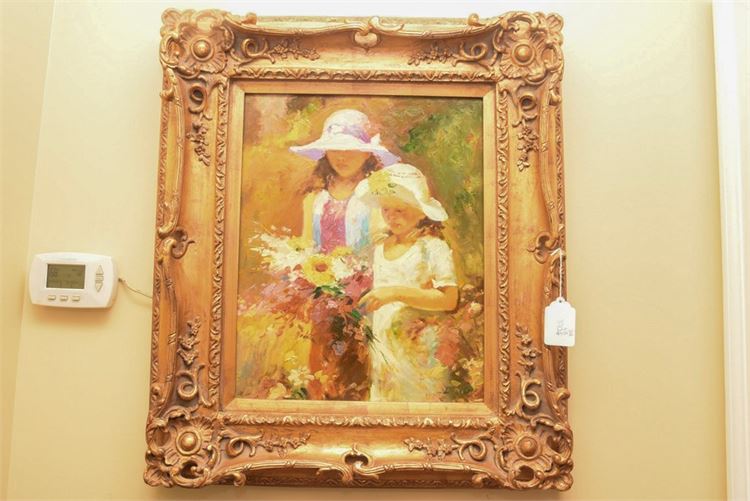 Portrait Of Two Women In Gilt Frame