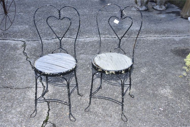 Pair Srolled Metal garden Seats