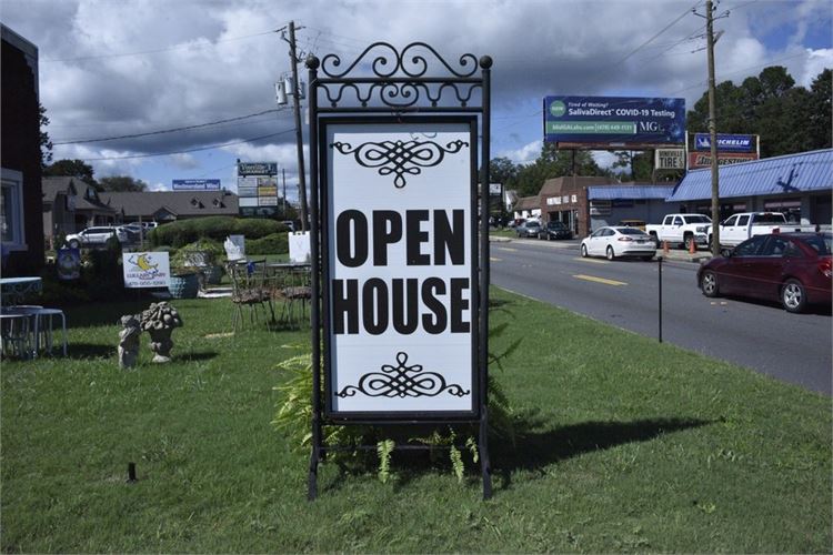 Scrolled Metal Open House Sign