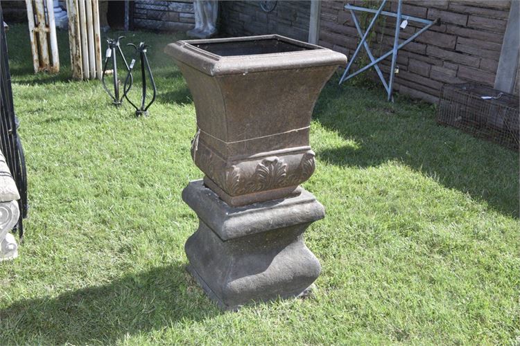 Resin Garden Urn On Concrete Base