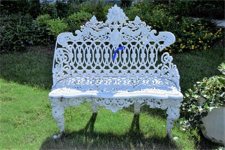 White Painted Metal Garden Bench