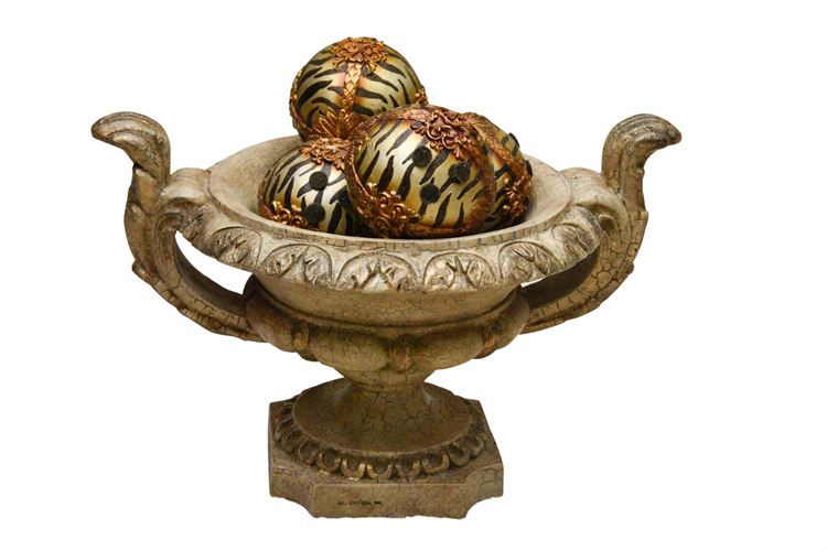 Greek Style Deco Compote With Decorative Spheres