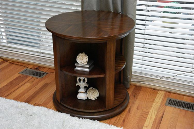 Round Bookcase End Table