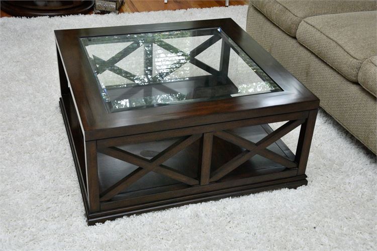 Glass Top Wooden Coffee Table