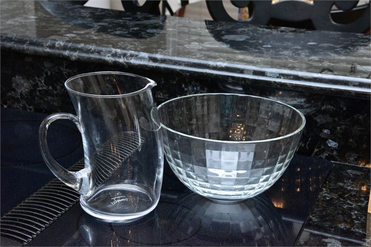 Glass Pitcher and Bowl