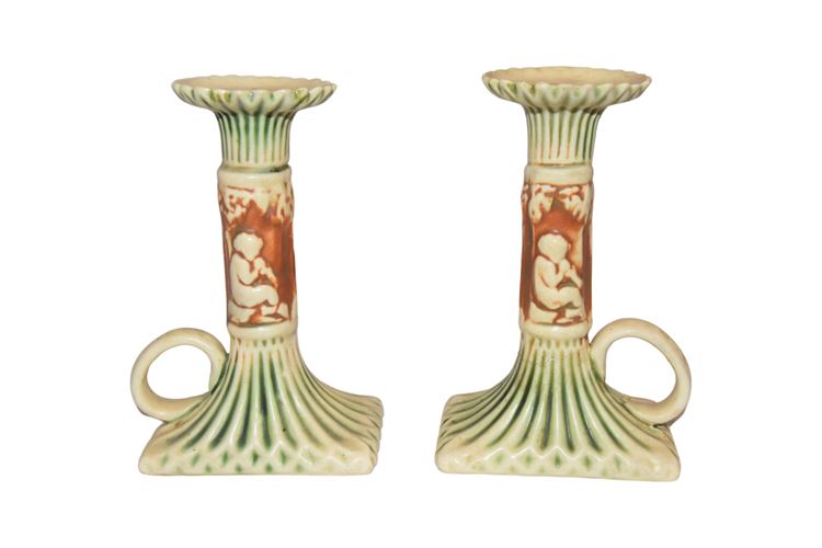 Pair ROSEVILLE Donatello Candlesticks