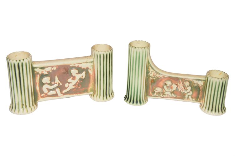 Two ROSEVILLE Donatello Double Candle Holders