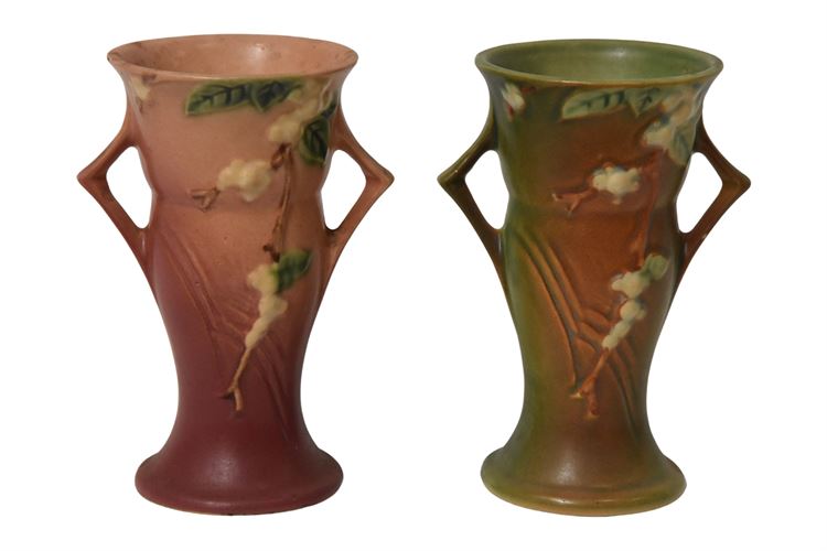 Pair ROSEVILLE Winterberry Vases