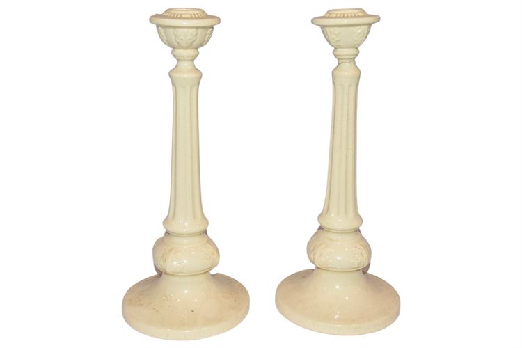 Pair Creamware Candlesticks