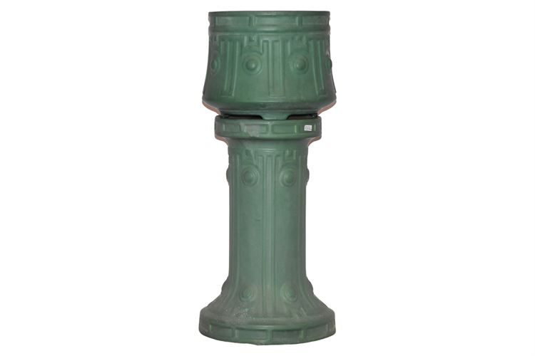 ROSEVILLE Matte Green Jardiniere & Pedestal