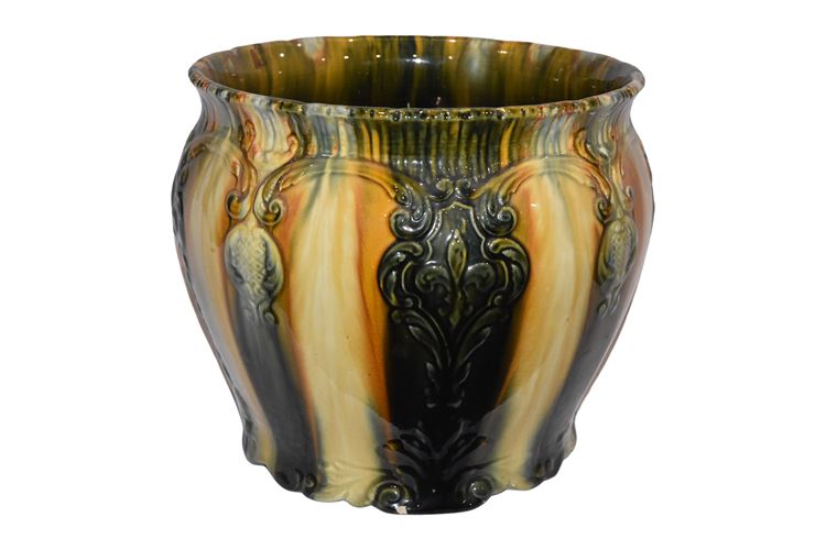 WELLER Pottery Brown & Orange Planter