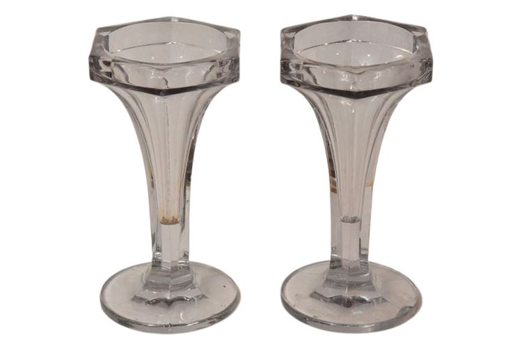 Pair Glass Trumpet Vases