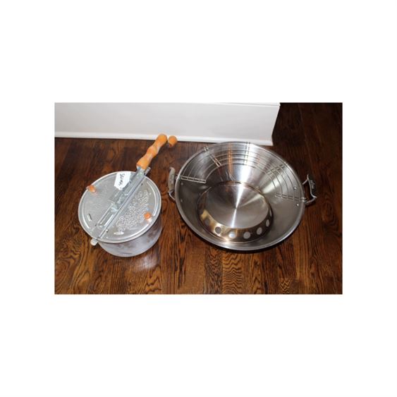 Stainless Steel ALL CLAD Wok and WHIRLEY Popcorn Popper