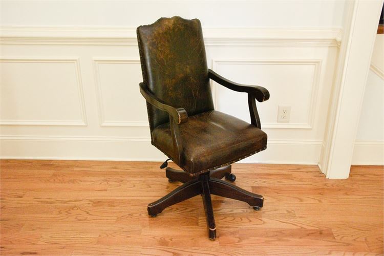 Leather Upholstered Executive Chair With tack Trim