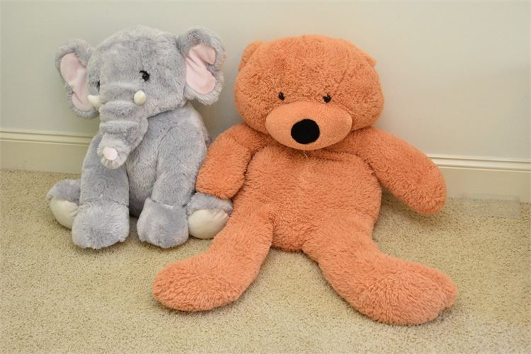 Plush Elephant and Teddy Bear