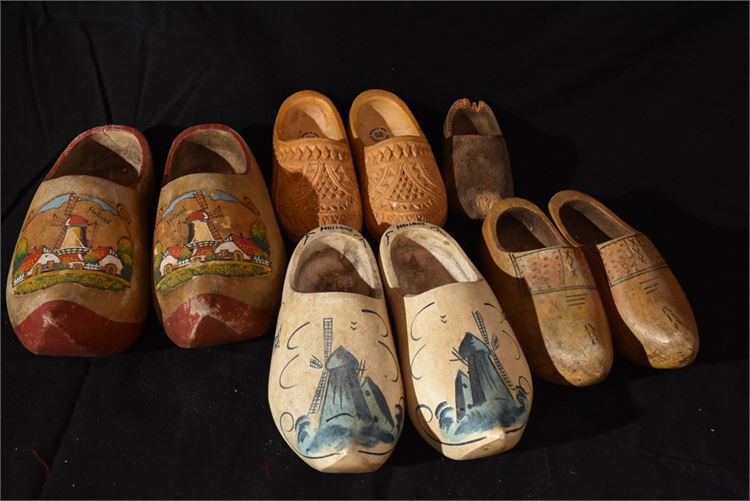 Group Vintage Dutch Wooden Shoes