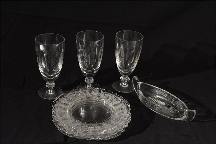 Group Glass Stemware & Plates