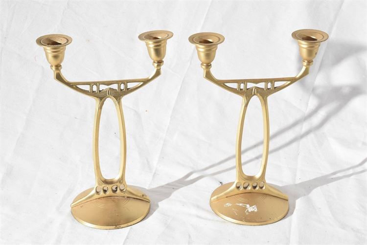 Art Nouveau Style Brass Candelabra