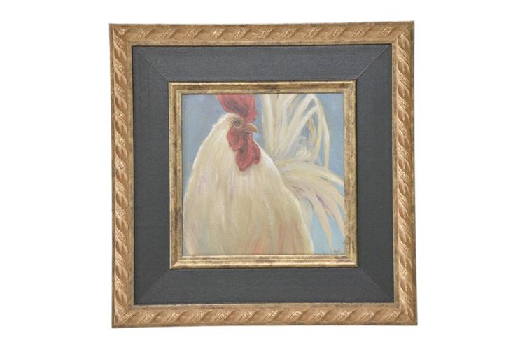 Framed Painting Of a Chicken Illegibly Signed