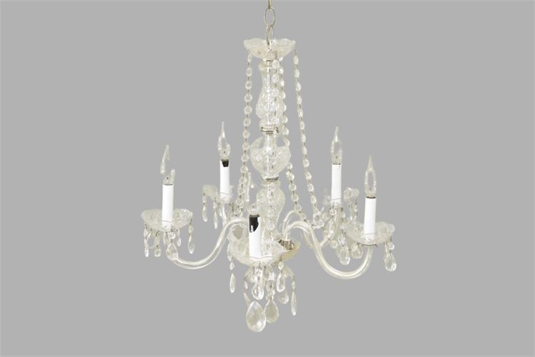 Five Arm Chandelier With Glass Prisms