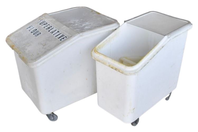 Two (2) Restaurant Grade Plastic Rolling Bins