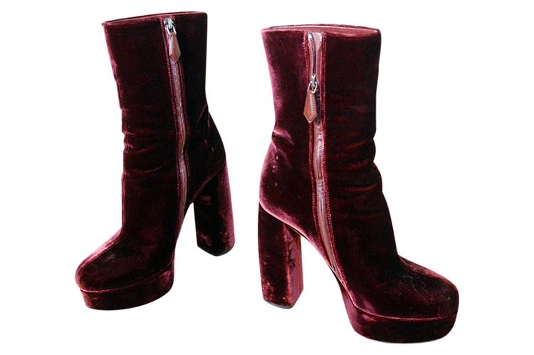 MIU MIU Velvet Platform Boots