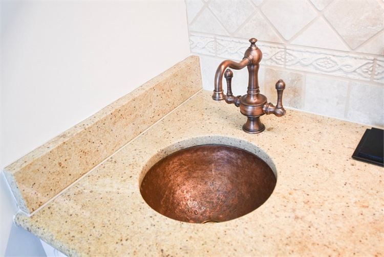 Hammered Copper Faucet and Sink