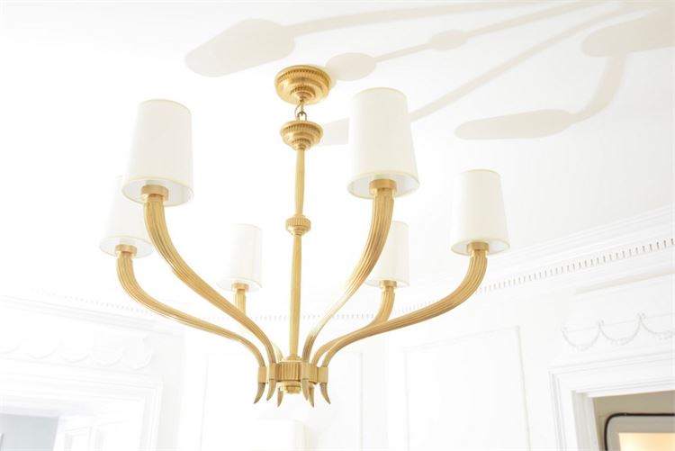 Six Arm Gilt Chandelier