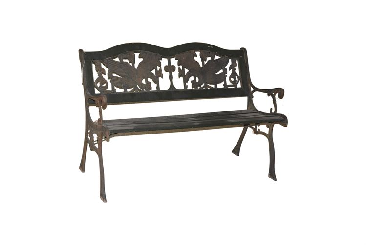 Wood and Metal Outdoor Bench