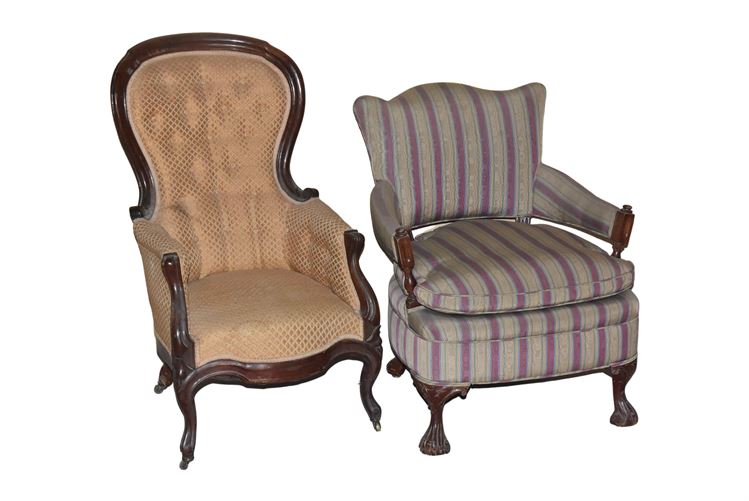 Two (2) Vintage Upholstered Armchairs