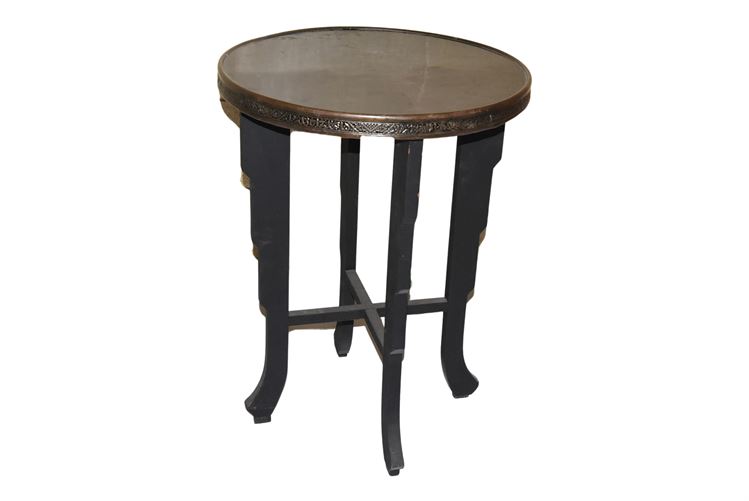 Asian Style Side Table With Carved Edge Detail