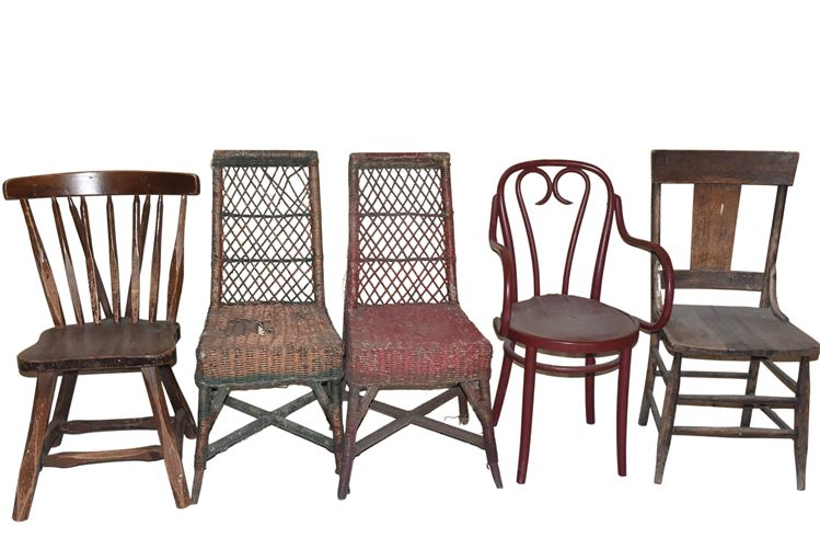Group, Five Vintage Chairs (Various Styles)