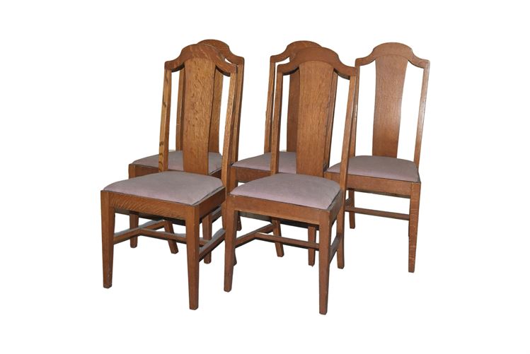 Set Of Five (5) Contemporary Dining Chairs With Upholstered Seats