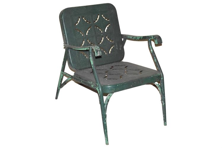 Vintage Green Painted Outdoor Armchair