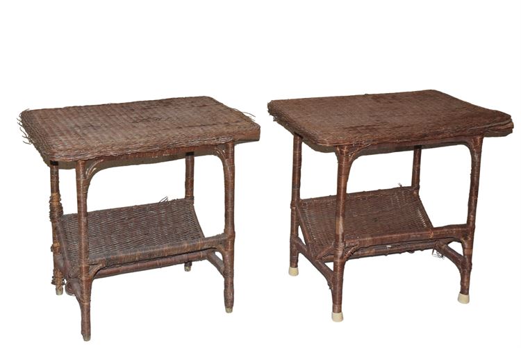 Pair, Of Wicker End Tables