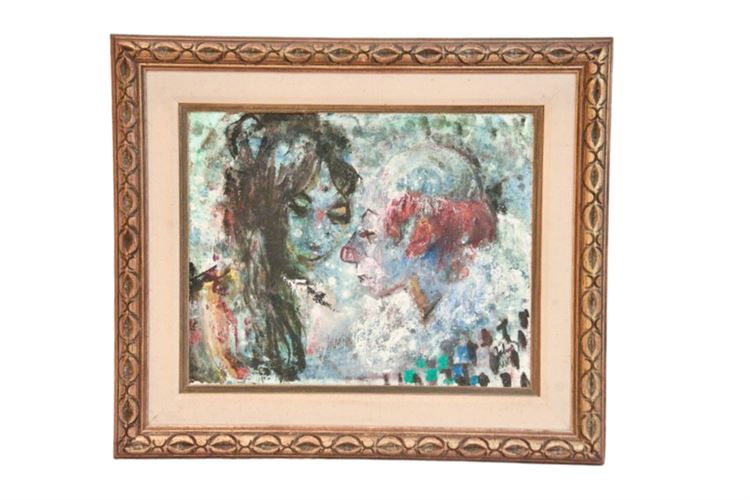 Framed Artwork, Woman and Clown