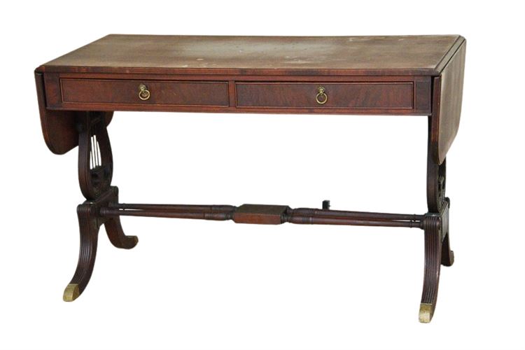 Drop Leaf Console Table With Trestle Base