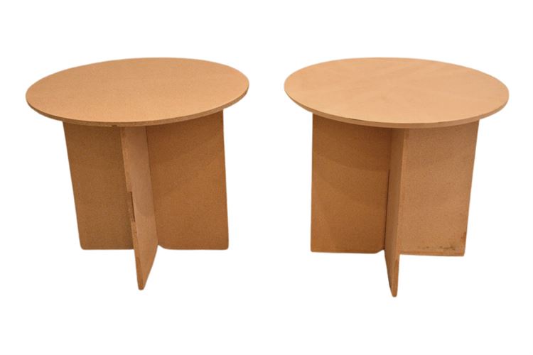 Pair, Round Top Drape  Tables with glass for tops