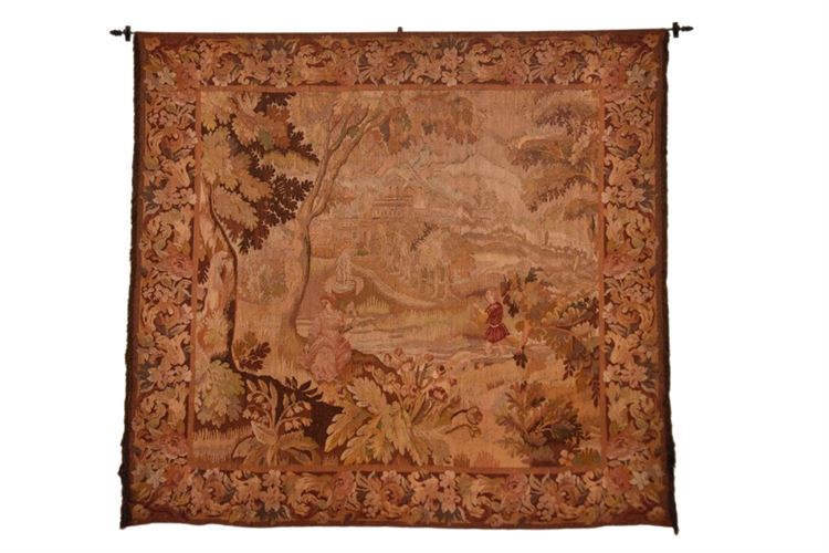 Antique Handwoven Hanging Landscape Tapestry