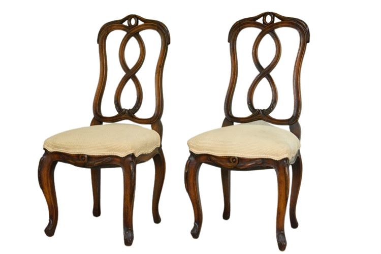 Pair, Ribbon Back Chairs With Upholstered Seats