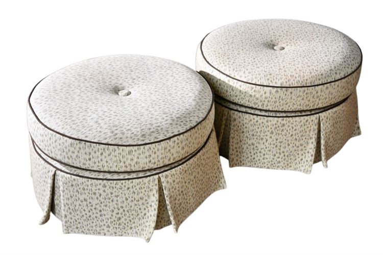 Pair, Upholstered Rolling Ottomans