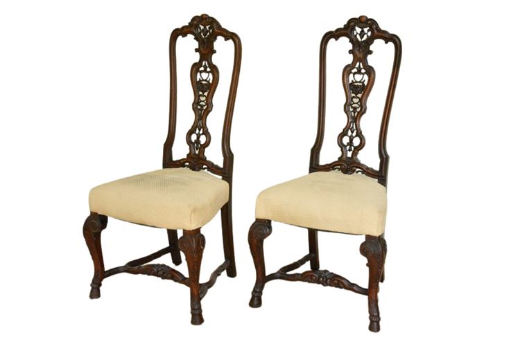 Pair, Ribbon Back Chairs With Upholstered Seats