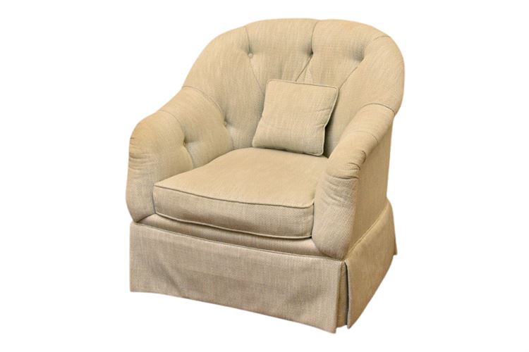 Tufted and Upholstered Roundback Armchair