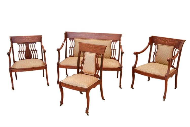 American Empire Inlaid Mahogany Parlor Set