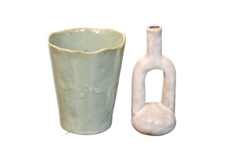 Two (2) Glazed Pottery Vases