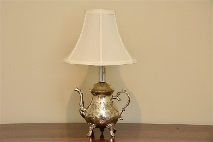 Tea Pot Mounted As Lamp With Shade