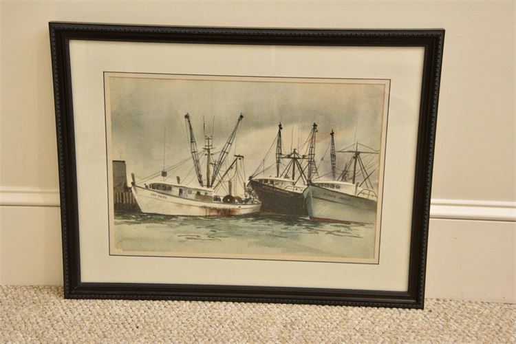 Framed Print Of Boats In Harbor