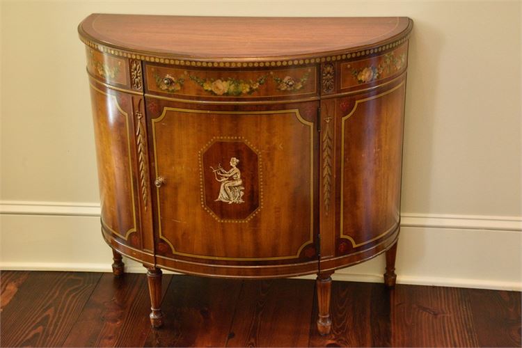 IMPERIAL Demilune Cabinet With Painted and Inlaid Details